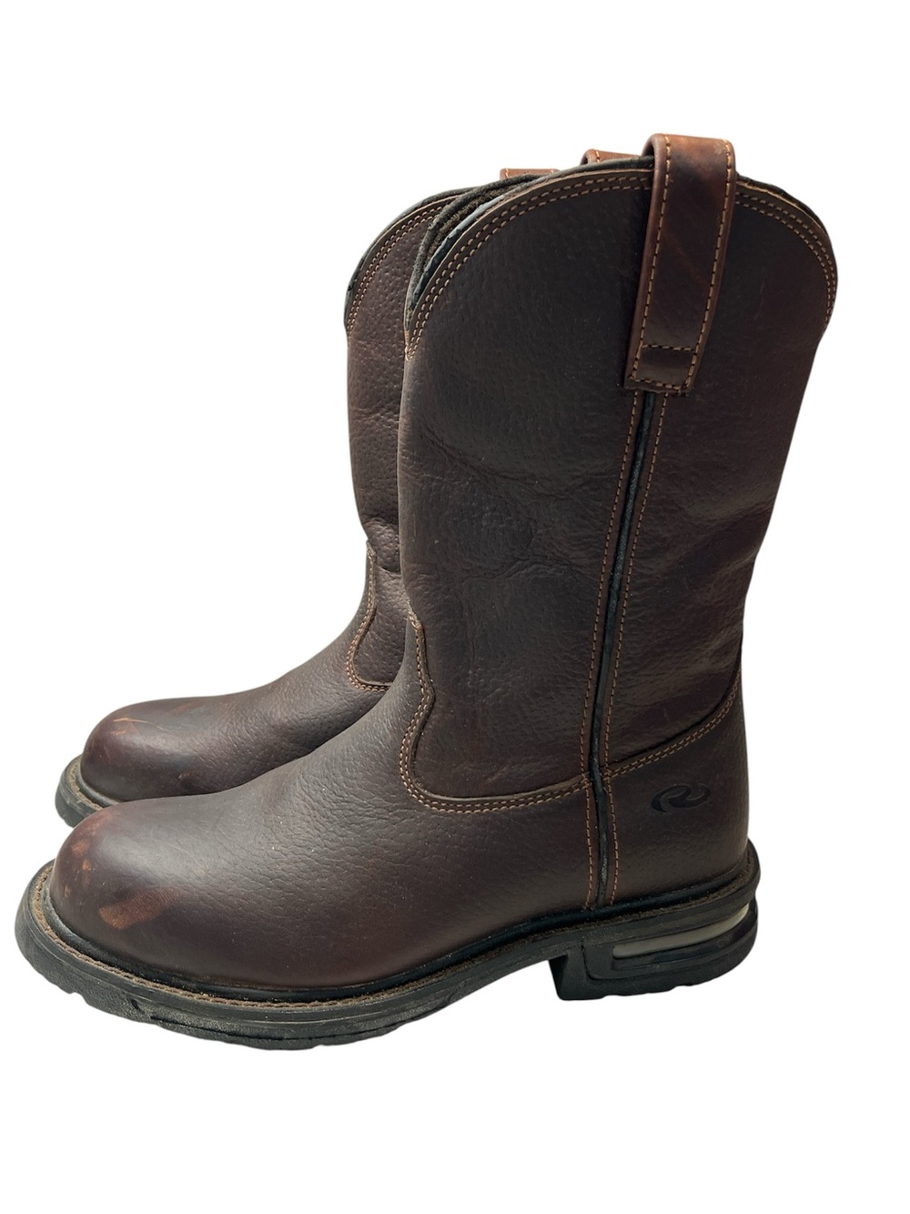 Roper Leather Steel Toe Pneumatic Work Cowboy Boots Brown, 9EE